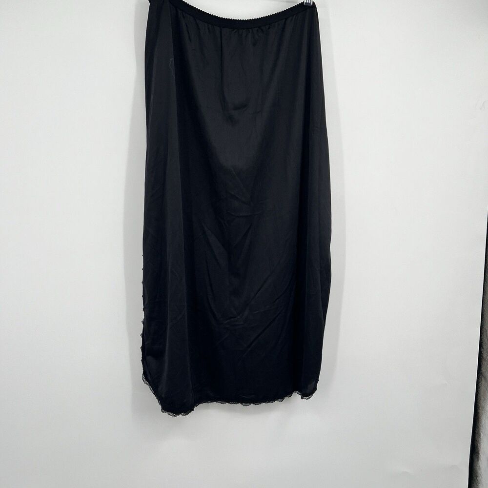 Shadowline Black Satin Lace Trim 2X 34” High Slit Sexy USA Gothic Fairygoth